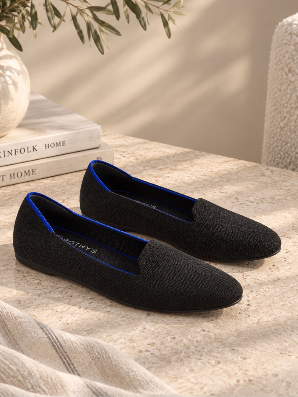 Rothy's The Loafer Black Knit Fabric Slip On Casual Flats, size 9